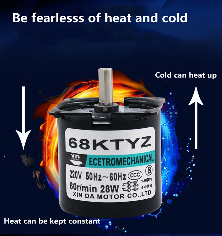 68KTYZ eccentric shaft permanent magnet synchronous AC motor 220V28W2.5rpm-80rpm CW CCW motor