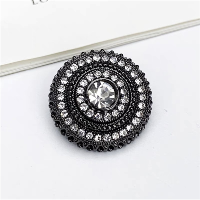 10pcs/lot Luxury Diamond Metal Button for Shirt Black Gold Silver Shank Buttons for Clothing Rhinestone Buttons for Coat