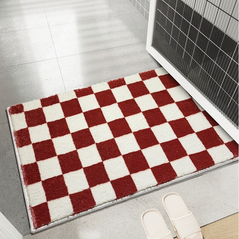 Tapis de salle de bain en damier, épais, antidérapant, absorbant, paillasson d'entrée pour chambre à coucher, décoration de maison, tapis de sol
