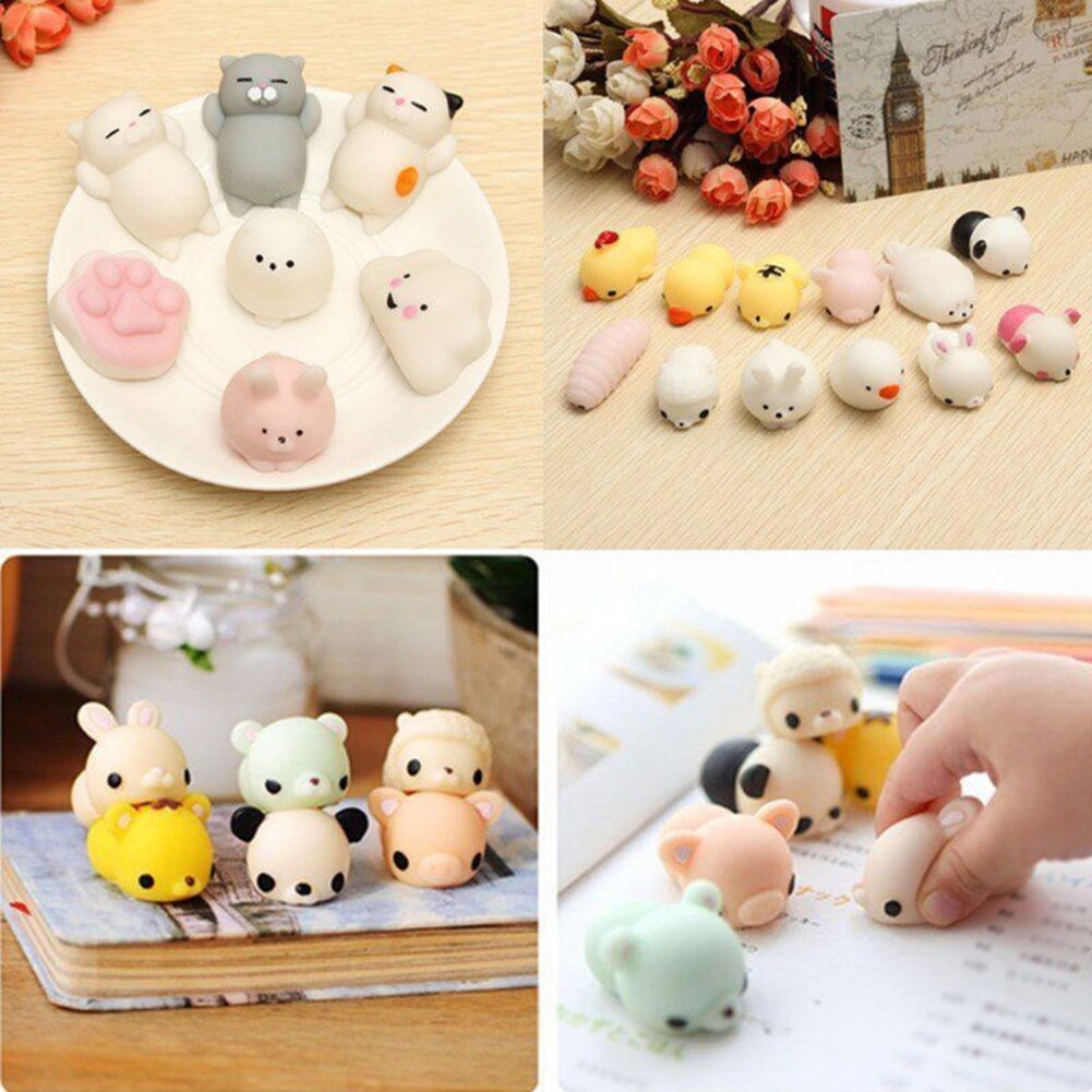 10 PCS Min Change Color Cute Cat Antistress Ball Mochi Rising Soft Sticky Stress Relief Funny Toy