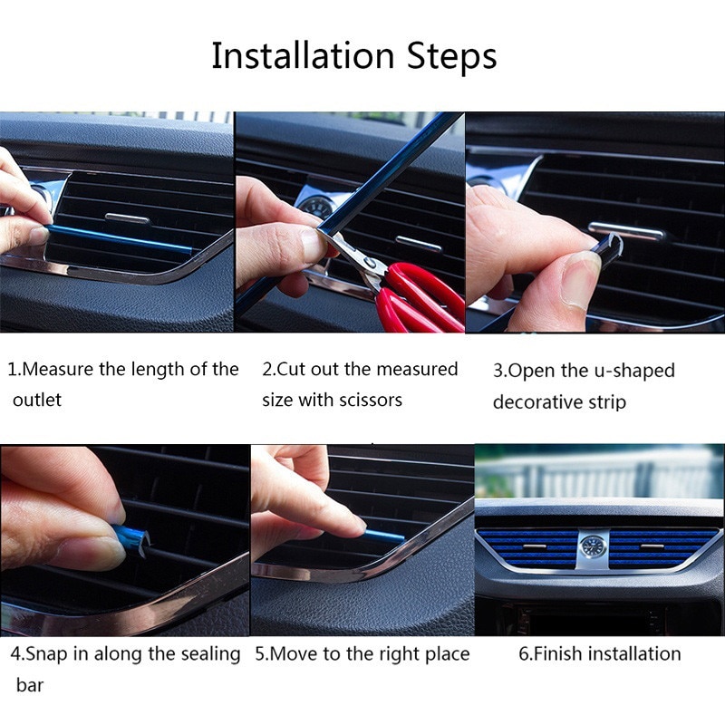 10 stk u formet bil luft outlettrim strip udløb klinge farverige dekorative strips bil interiør tilbehør auto produkter