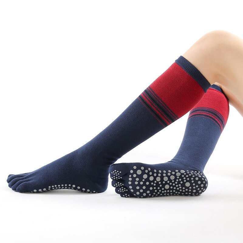Winter dames lange buis yoga sokken beenwarmer antislip open teen danssokken yoga vingers antislip katoen ademend elasticiteit