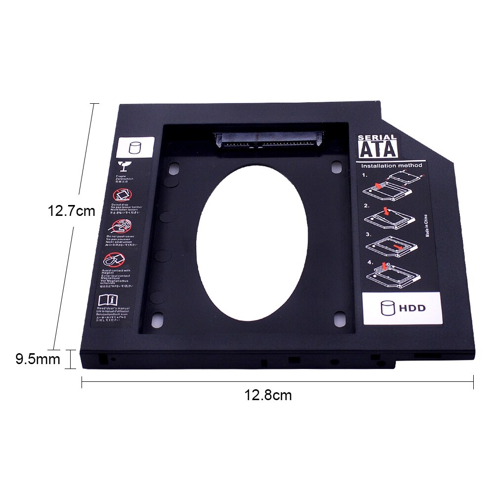 10pcs 9.5mm 2nd HDD Caddy SATA 3.0 To SATA 2.5&quot; SSD HDD Case Plastic Hard Drive Caddy For Laptop ODD CD-ROM DVD-ROM OptiBay