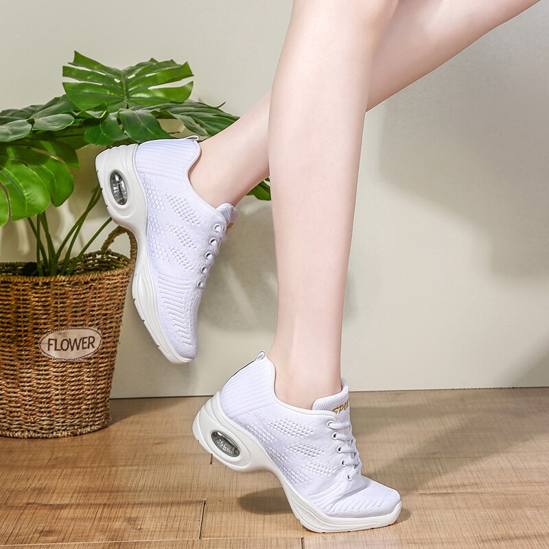HROYL 2020 nowe buty do tańca dla kobiet miękkie dno buty jazzowe trampki buty do tańca oddychające antypoślizgowe buty outdoorowe ue 35-41