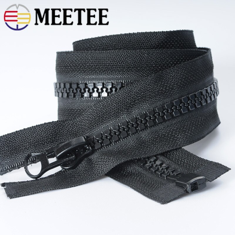 Meetee 8# Black White Resin Zipper Eco-friendly Open-end Zippers for Jackets Coat Sleeping Bag Tent Zips DIY Sewing Accessories