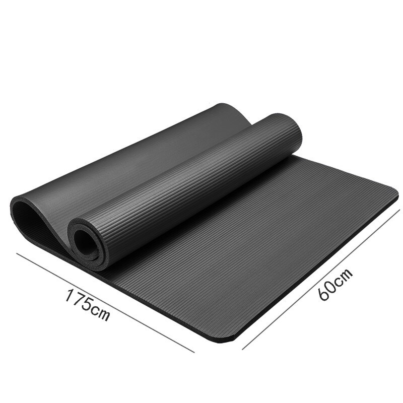 Yoga Mat 175x60cm - Non-slip Padded Fitness & Dance Pad - Home Gym Pilates: Black