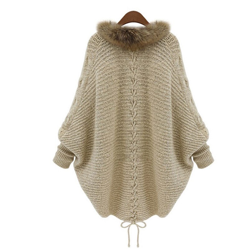 losse jas vrouwen Herfst Winter bontkraag Vleermuis mouw trui jas veste femme jas vrouwen manteau femme harajuku jassen