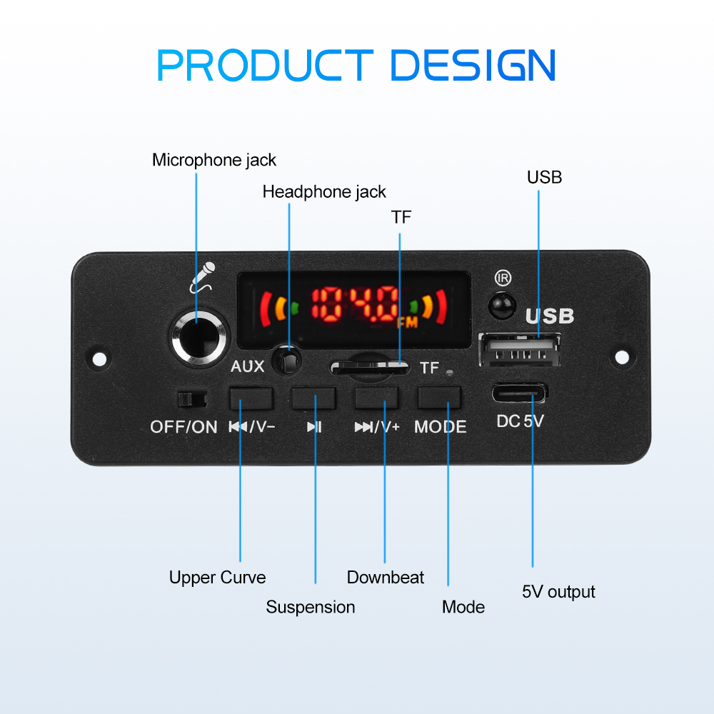 Bluetooth 5.0 10W Amplifier MP3 Decoder Board Wireless Music Player 5V Car FM Radio Module USB TF for Music Subwoofer Speaker