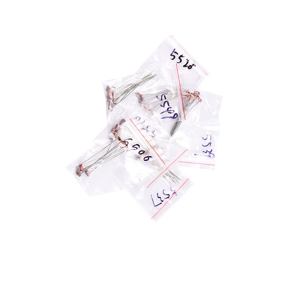 50PCS/LOT LDR Photo Light Sensitive Resistor Photoelectric Photoresistor Kit GL5506 GL5516 GL5528 GL5537 GL5539 5 Values * 10Pcs