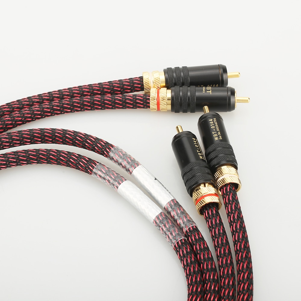 Parkoppla hifi audio 5n ofc rca audio interconnct kabel hi-end rca till rca förlängningskabel med guldpläterad rca kontaktkontakt