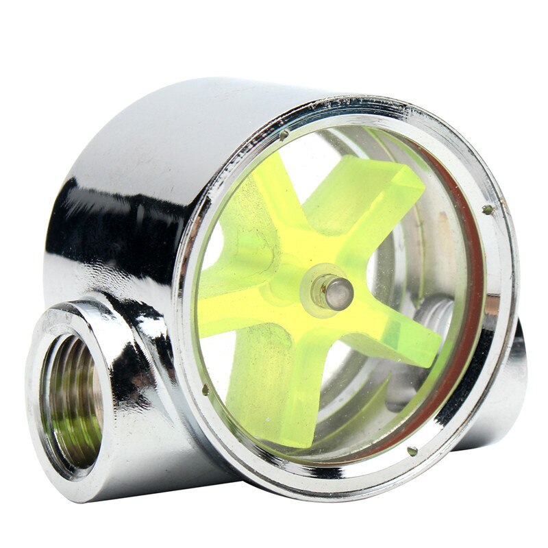 Flow Meter Water Cooling Flow Indicator Meter copper chromed 2 Ways G1/4 Threaded