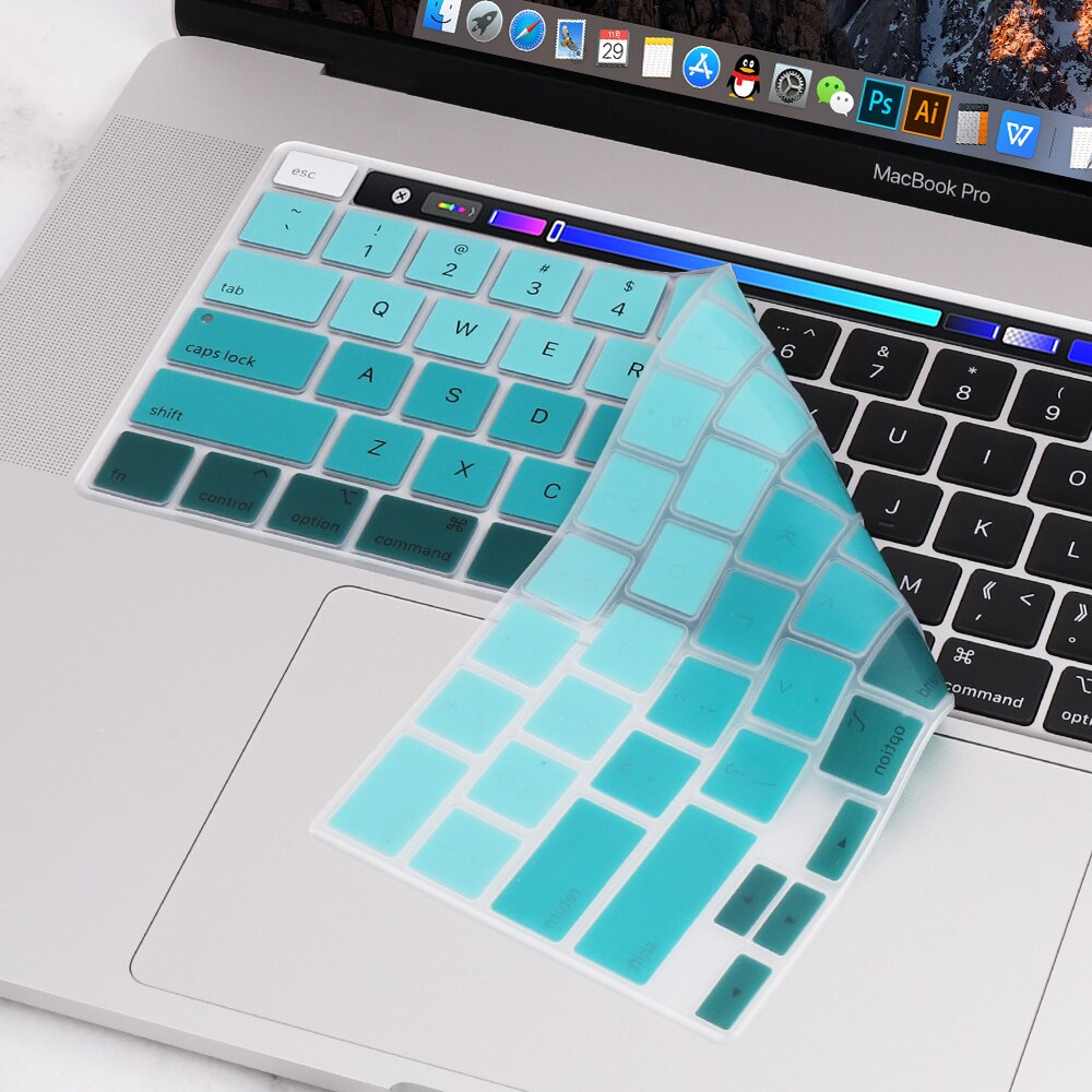 Gradiënt Kleur Keyboard Skin Cover Voor Macbook Pro 13 Inch M1 A2338 A2251 A2289 Touch Bar Ons Voer Engels zachte Siliconen