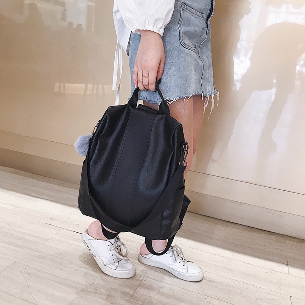 Anti-theft backpack Classic PU leather solid color backpack shoulder bag Vintage Backpacks For Girls рюкзак