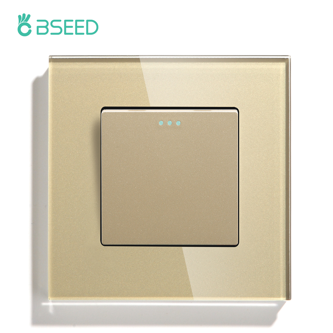 BSEED – interrupteur poussoir mécanique pour applique murale, 1/2 gangs, 1 voie, bouton de commutation à rebond automatique avec cadre en verre, 250V: Or