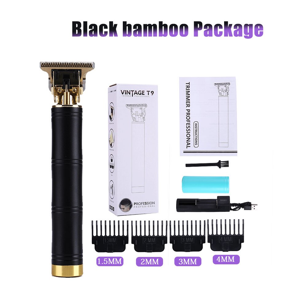 Electric Cutter Clipper Hair Chargeable Mower Trimmer Beard Shaver Portable Hairstyle Haircut Machine Cutting Men: Black bamboo