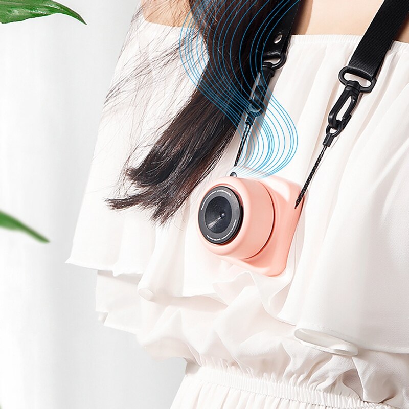 Camera Shape Hanging Neck Fan Portable Mini Camera Fan USB Rechargeable Mute Summer Small Air Cooler
