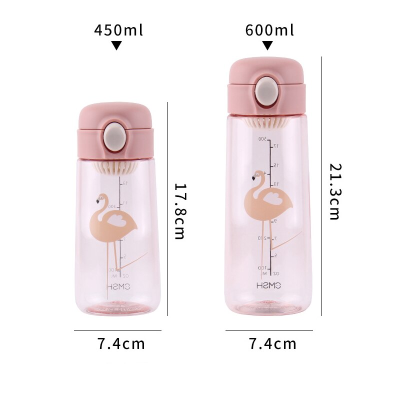 450ML Plastic Bpa Free Water Bottle Cute Animal Infuser Bottles Waterbottle For Girls Kawaii Smart Drinking Clear Botellas