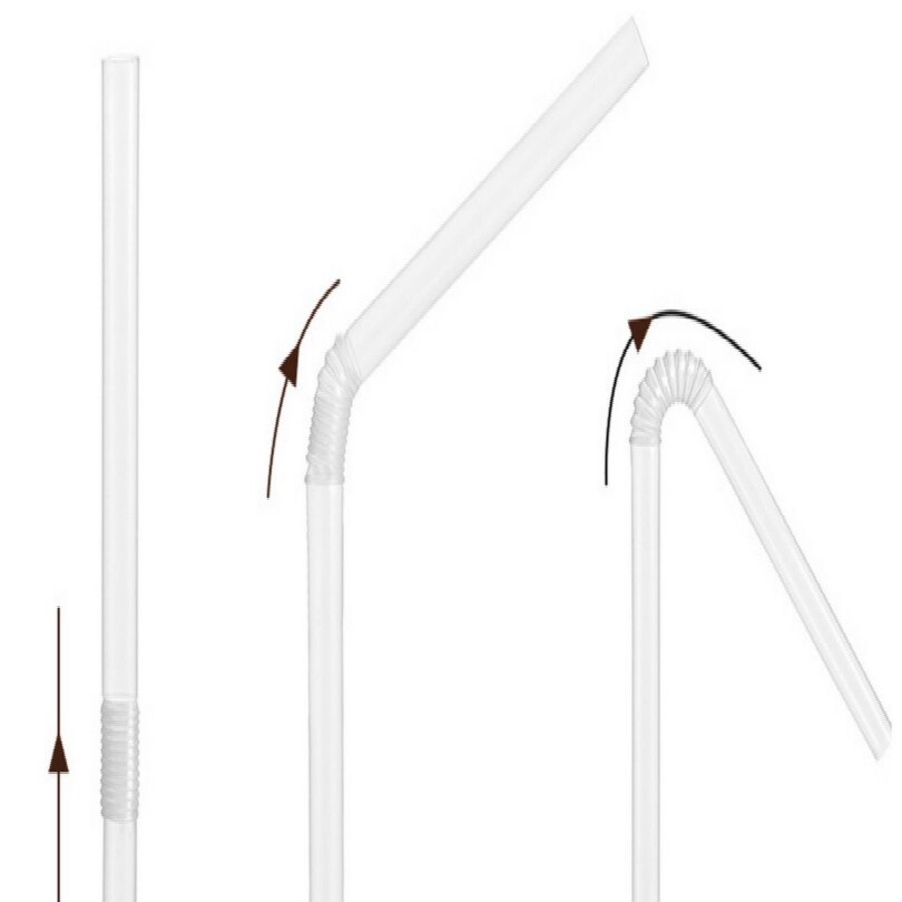 collapsible straw L 205MM D 5MM transparent flexible Disposable straws 300pcs/lot