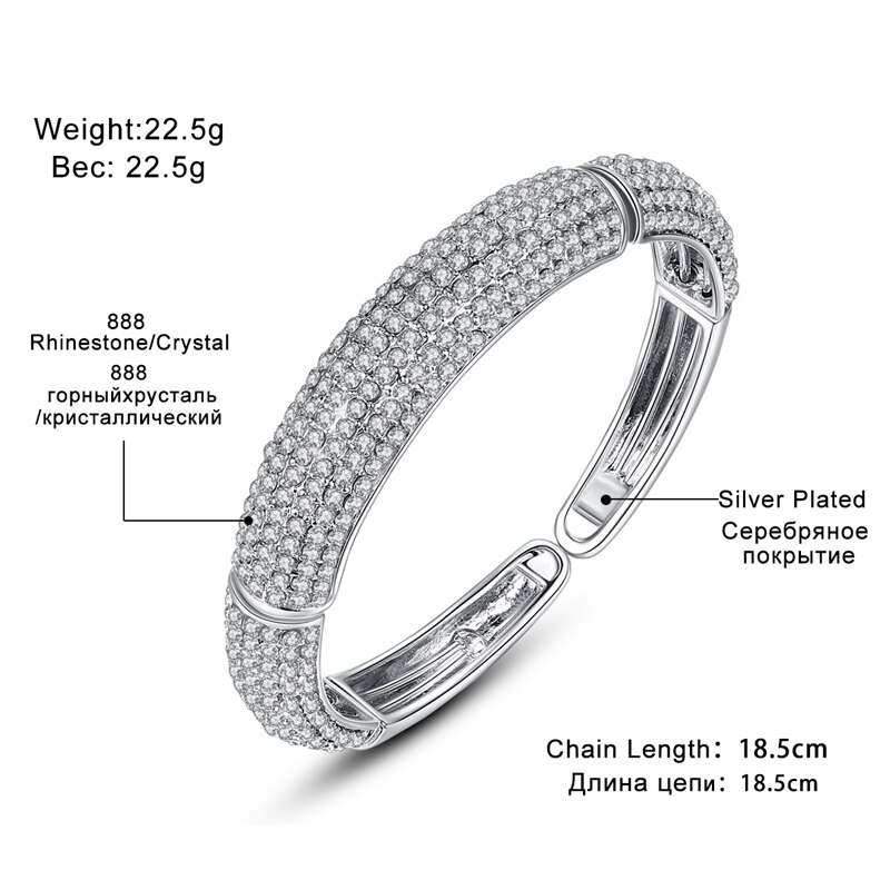 Minlover Vrouwen Eenvoudige Wind Armband Crystal Ronde Manchet Bruiloft Strass Armband Armband Sieraden Accessoires MSL360