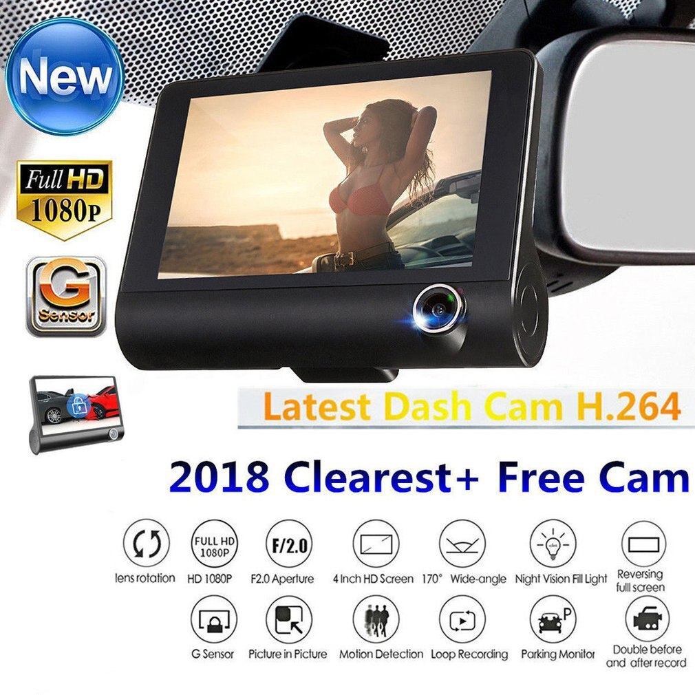 Wide Shooting Angle Video Recording 4 Inch Camera Car Dvr Recorder Essential for Car Driving