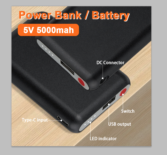 Type C 2A Li-Polymer Battery Packs Winter Heated Socks Batteries with USB for Warm Glove Clothes Hat Portable Charger Power Bank