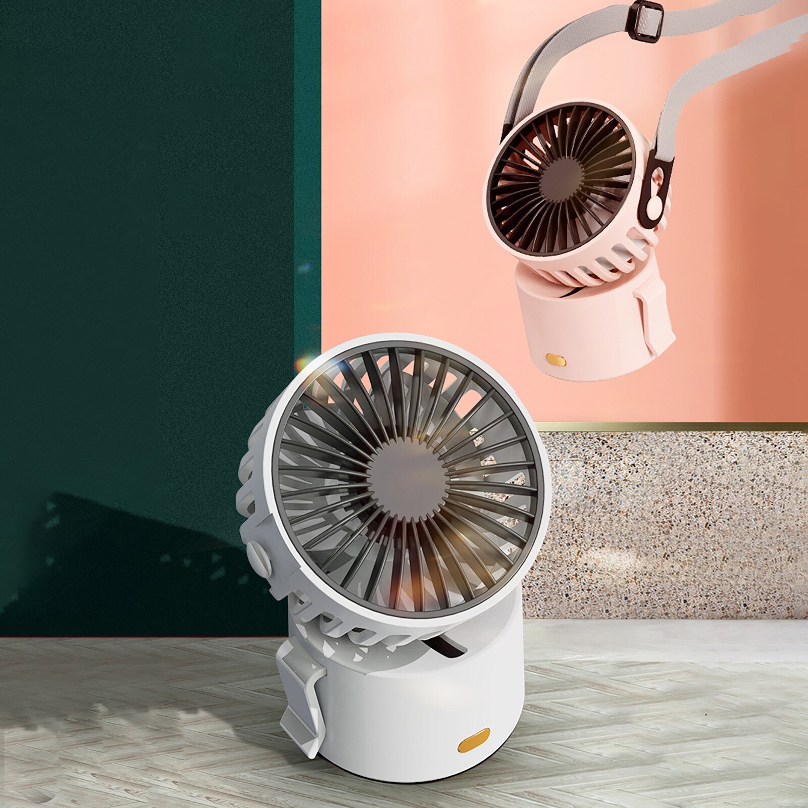 ISHOWTIENDA Desktop Fan - Dual-Port, Adjustable Angle, 3-Speed USB Mini Fan