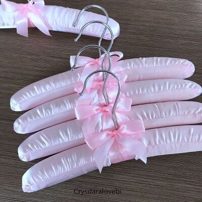 Cintre rembourré en Satin de 25cm, 15 pièces, en soie, crochet argenté pour vêtements, en éponge, pour enfants et bébés: 25cm pink