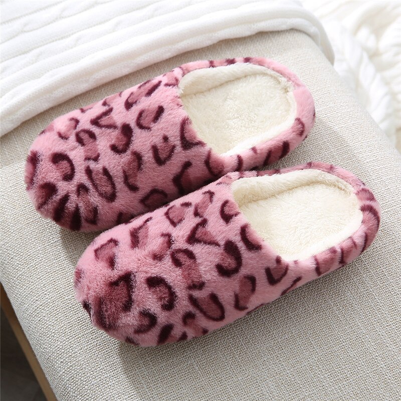 Leopard Soft Bottom Home Slippers Cotton Warm Shoes Women Indoor Floor Slippers Non-slips Shoes For Bedroom House Woman Slippers