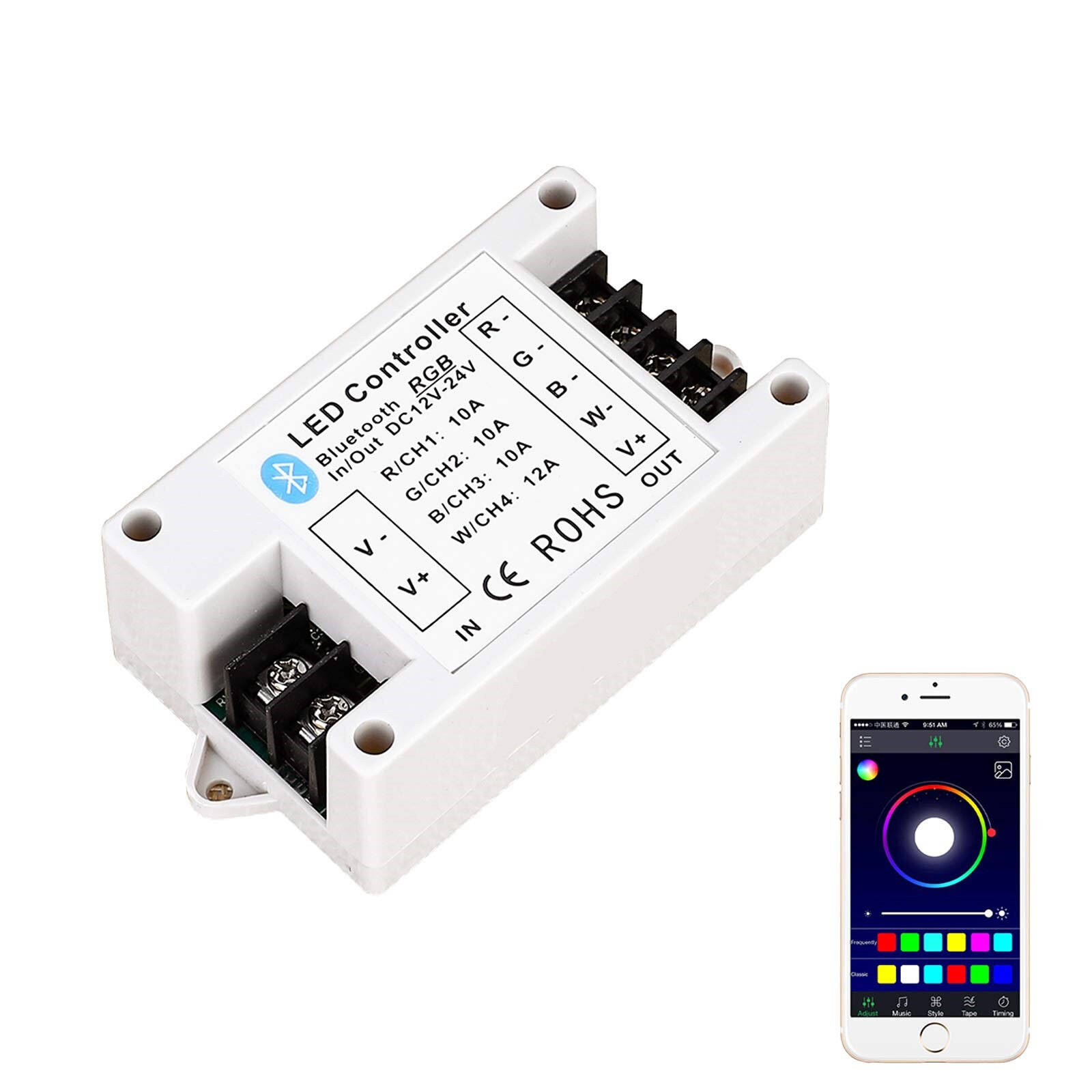 Bluetooth/RGB/RGBW led controlador BT inalámbrico para IOS/Android de tira Led Bluetooth 4,0 DC 12 V/24 V 24A
