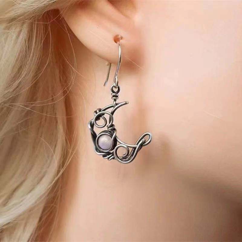 Böhmen Sonne und Mond Ohrringe Silber Farbe Kristall Tropfen Ohrringe Frauen Weibliche Boho Schmuck für sie