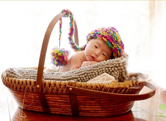 Neugeborenen Fotografie Requisiten Korb freundlicher Studio gewebte Korb Baby Foto Baby Foto Tragbare Baby Weben Korb Spielzeug