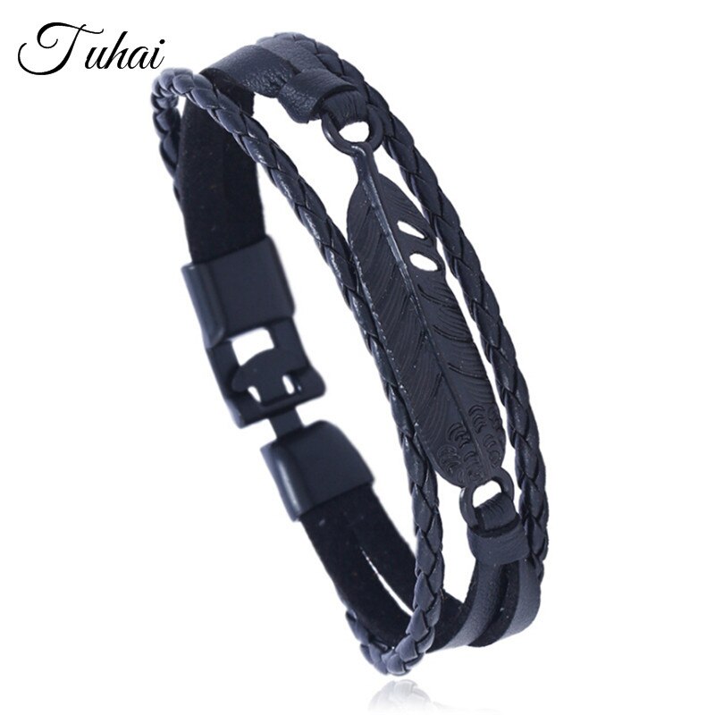 mehrschichtig FlüGel Charme Leder Armbinde für Männer Schmuck Jahrgang wickeln Armbinde Armbänder Frauen Schmuck