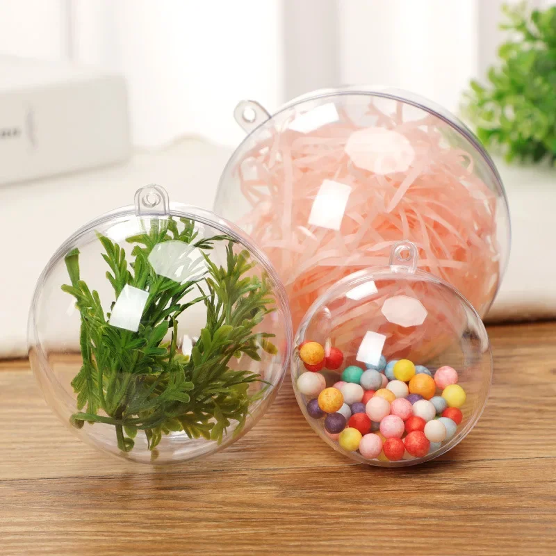 1/24 stücke DIY Kunststoff Ball Befüllbare Transparente Hohl Hängende Ornamente Weihnachten Baum Offene Kugel Kasten Dekor für hochzeit Party