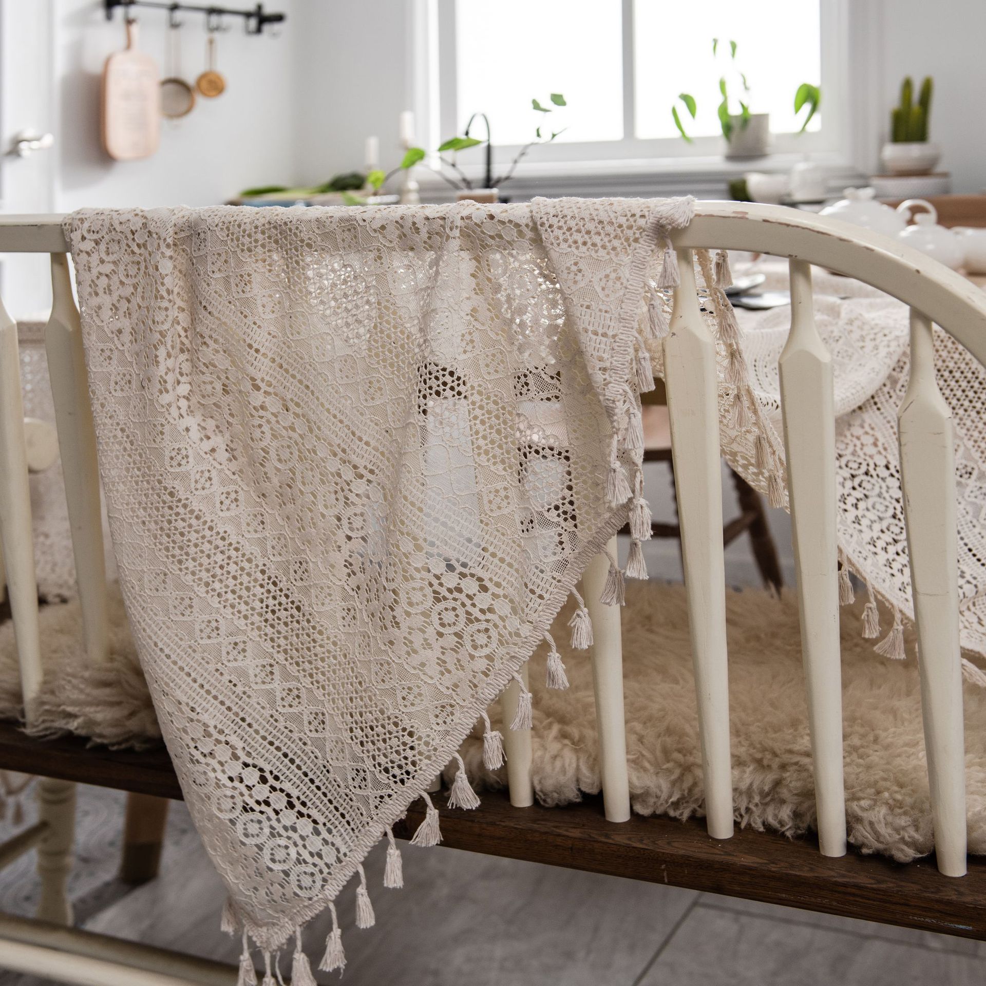 Écharpes tissées au crochet rural, nappes évidées, accessoires de tir, gril de table, Everths