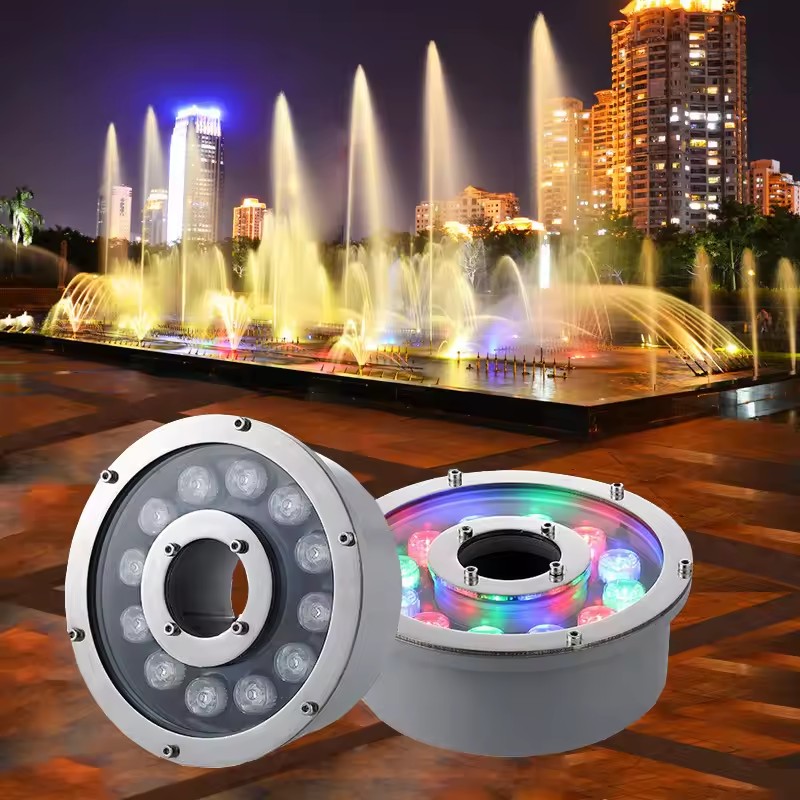 Vattentät  ip68 rgb led-fontänlampa för pool 48w 24v 6w//12w//18w 36w för poollandskap