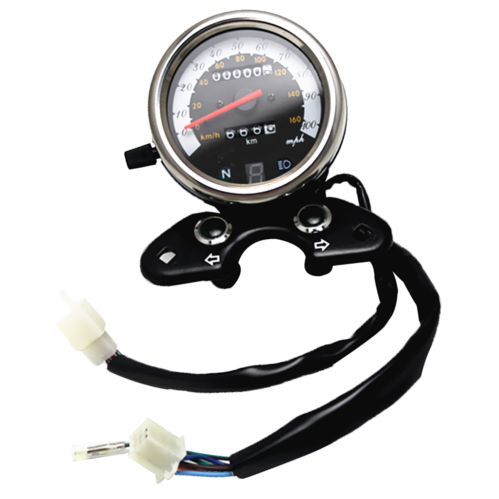 Universal Motorcycle Dual Kilometerstand Speedo Meter Gear Digitale Display Zwart