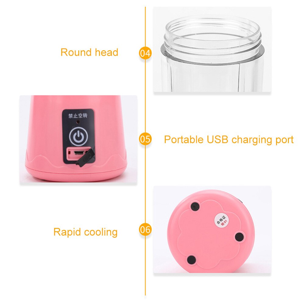 380Ml Draagbare Blender Mixer Elektrische Juicer Machine Smoothie Blender Mini Keukenmachine Persoonlijke Blender Beker Sap Blenders