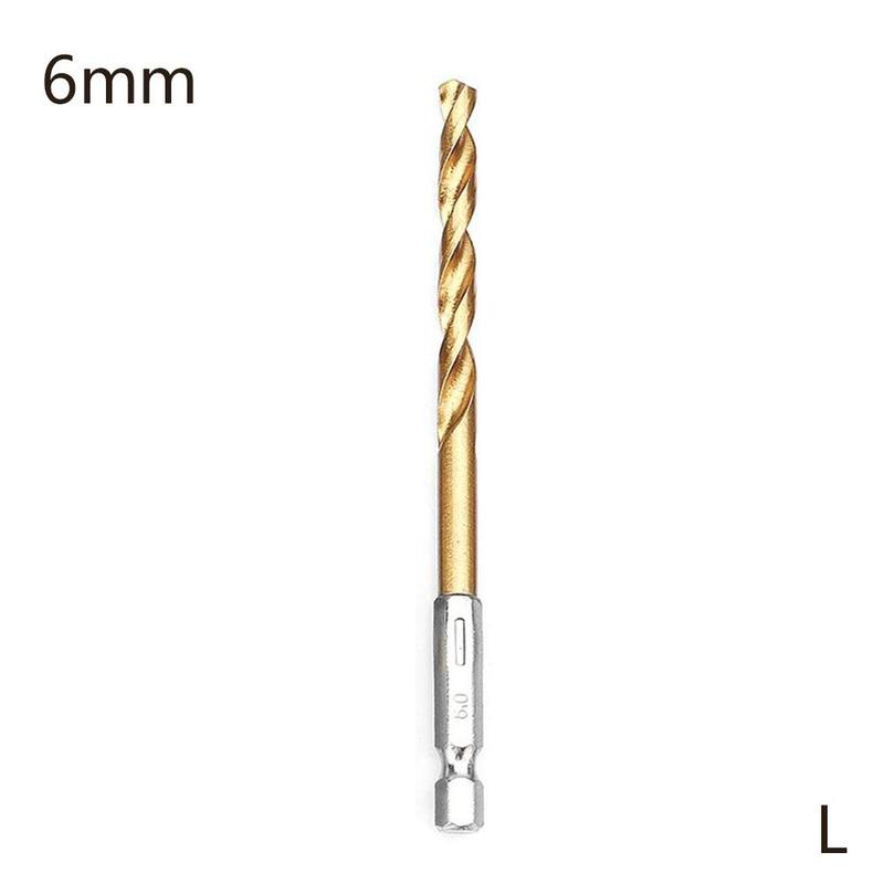 Jeu de forets HSS revêtus de titane, foret hélicoïdal à tige hexagonale de 1/4 "adapté au perçage du bois de 1.5 à 6.5mm: 6mm