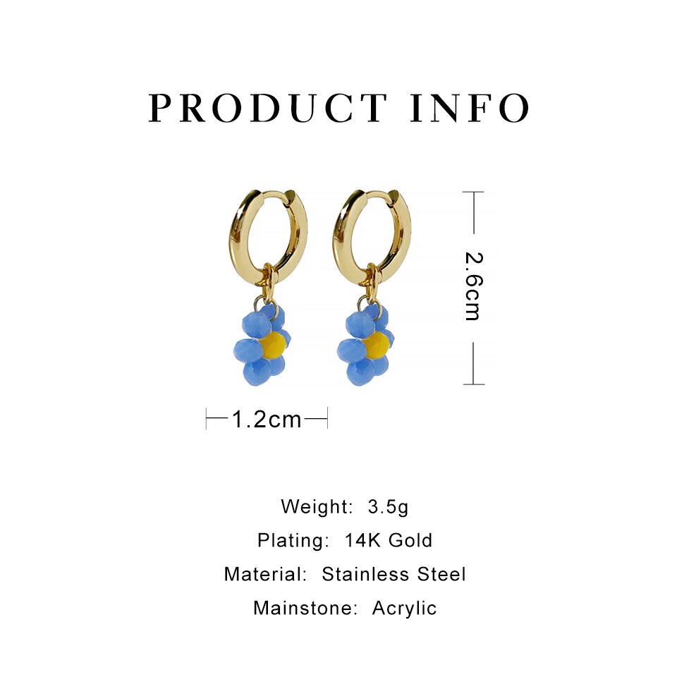 Peri&#39;sbox Boho Candy Kleur Acryl Daisy Hoop Earring Voor Vrouwen Multicolor Cute Flower Charm Huggie Oorbellen Zomer Sieraden