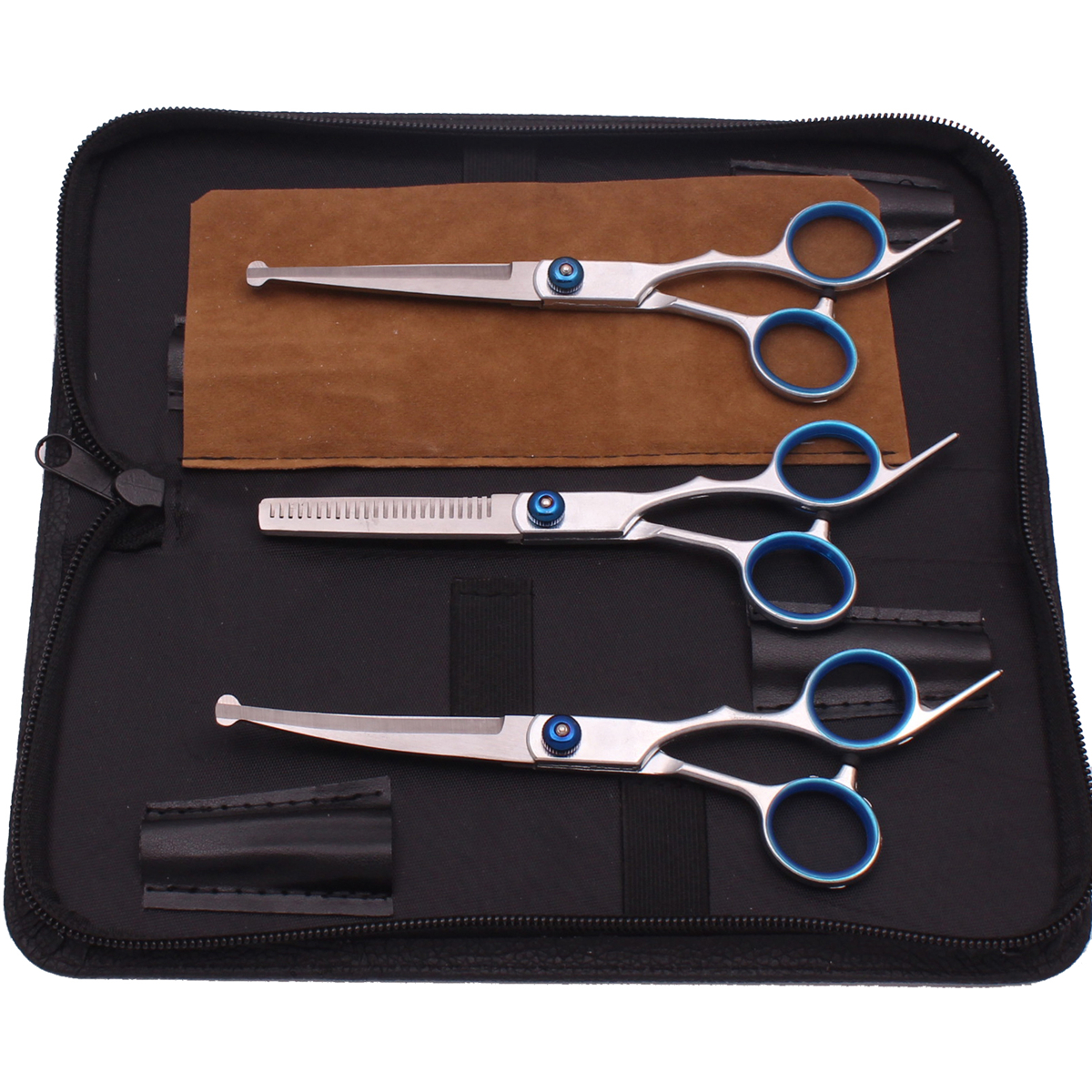 6.0 ''Huisdier Grooming Veiligheid Schaar Haar Knippen Gebogen Dunner Kam Scharen Sets Voor Thuis Honden Katten Salon C3066: Licht Groen