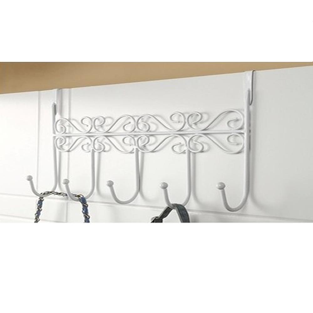 5 Hook Rack Hanger Door Holder Hanger FOR Closet Cabinet Door Holder Hanger Coat Rack Hooks Door Hangers Clothes Bag #K400Y#: White