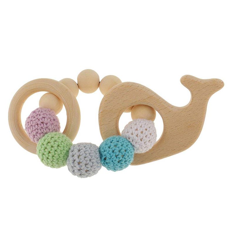 1 pc Holz Pädagogisches Spielzeug Kinder Rassel Spielzeug Baby Zahnen Zubehör Multicolor-Whale