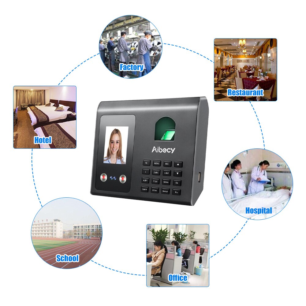 Aibecy Intelligente Aanwezigheid Machine Gezicht Vingerafdruk Wachtwoord Erkenning Mix Biometrische Time Clock Voor Office Factory School