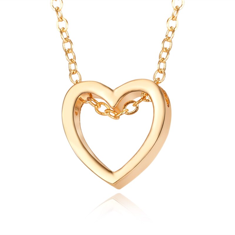 Colares vazados em forma de coração para mulheres, pingentes simples na moda de dia dos namorados, joias de festa, gargantilha: Gold necklace