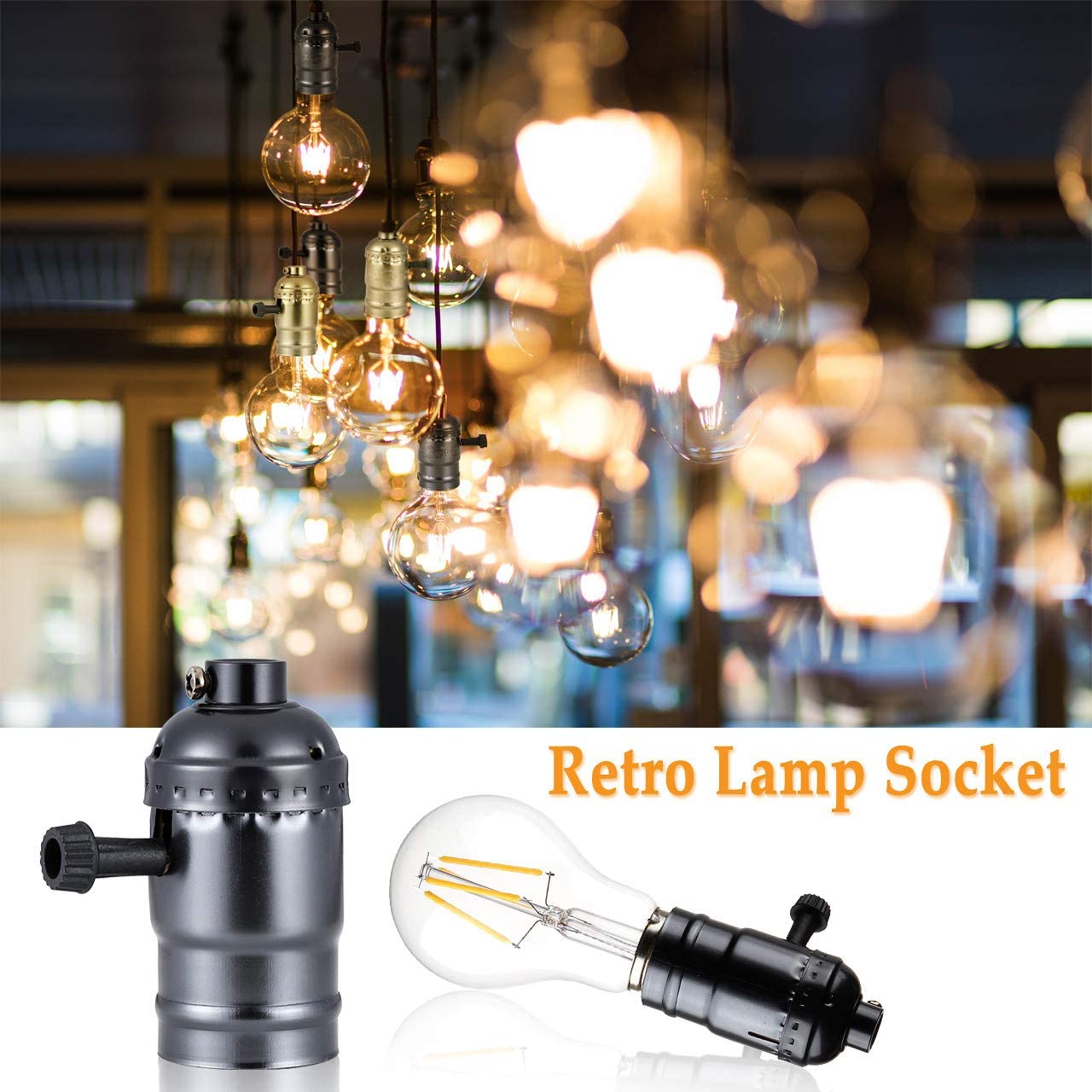 E27 Vintage Retro Lampvoet Houder Schroef Lamp Aluminium Shell Lamp Licht Schroef Socket 4 Kleuren Met Schakelaar 110V/220V