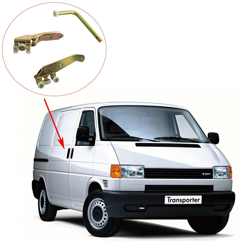 Bisagra lateral derecha para puerta corredera, parte superior e inferior, guía de rodillos, compartimento de transporte para Volkswagen T4, 1 Juego