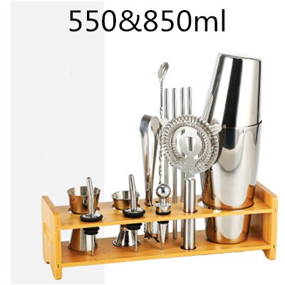 Cocktail Shaker Bar Set Plactic&amp;Wood Holder Stainless Steel Copper Plated Cocktail Shaker Bartender browserKit Bars Set Tools: I