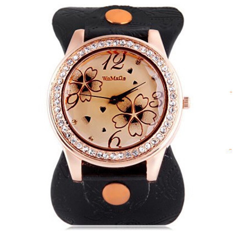 Vrouw Horloge Womage Horloge Crystal Vrouwen Horloges Oversize Dial Quartz Horloges Relogio Feminino Montres Femme Dames Horloge: 9066black
