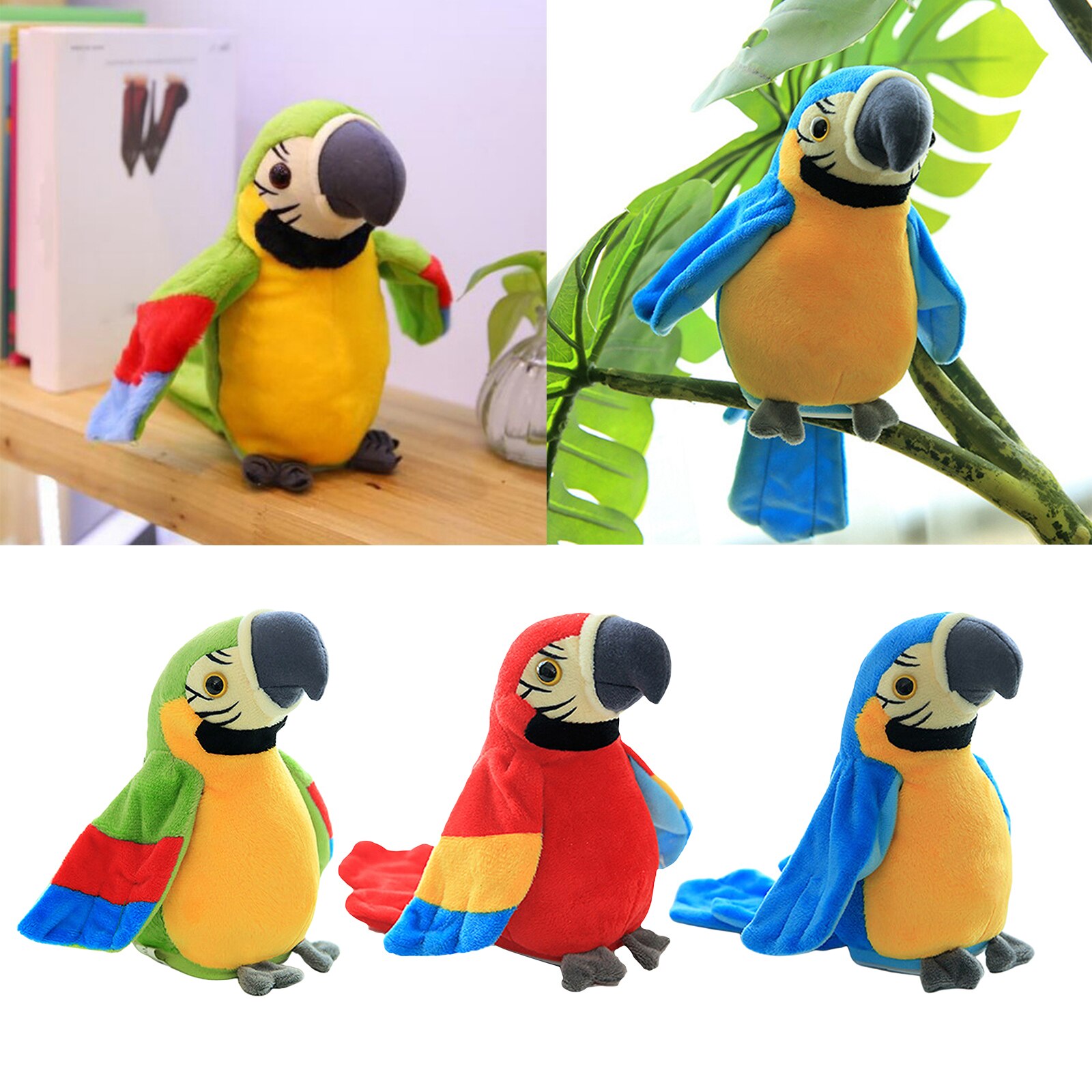 Talking Bird Parrot Record Toys Repeats What You Say Electronic Parrot Plush Toy Multifunctional