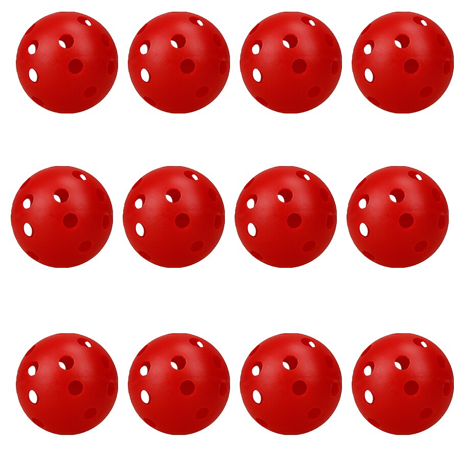 Pelotas para practicar Golf, pelota hueca de plástico para entrenamiento, de colores, de flujo de aire, para practicar, rango de conducción, 12 Uds.: Red